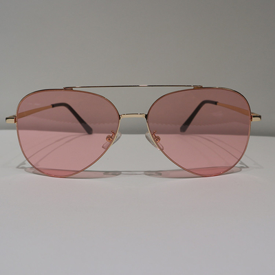 Pilot Anti Reflective Sunglasses Pink , Unisex Round Double Bridge Sunglasses