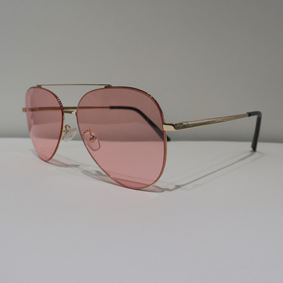 Pilot Anti Reflective Sunglasses Pink , Unisex Round Double Bridge Sunglasses